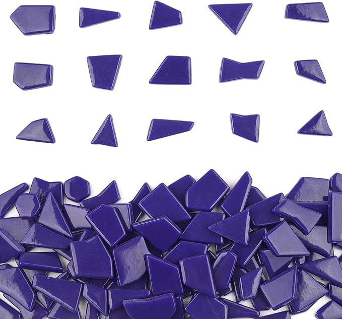 Youway Style Blue Glass Mosaic Tiles for Crafts Bulk,200g Broken Glass Pieces for Mosaic Art Crafts,Garden Mosaic Supplies