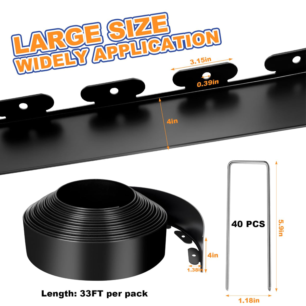 4IN x 33FT Landscape Edging (40 Count)