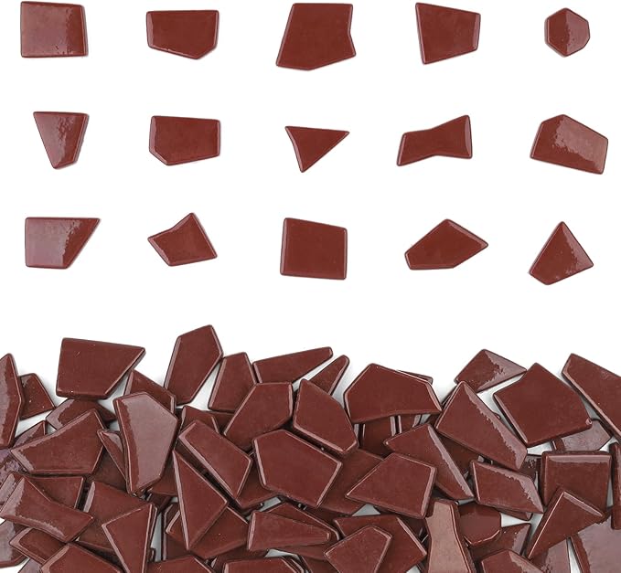 Youway Style Brown Glass Mosaic Tiles for Crafts Bulk,200g Broken Glass Pieces for Spring Mosaic Art Crafts,Garden Mosaic Supplies