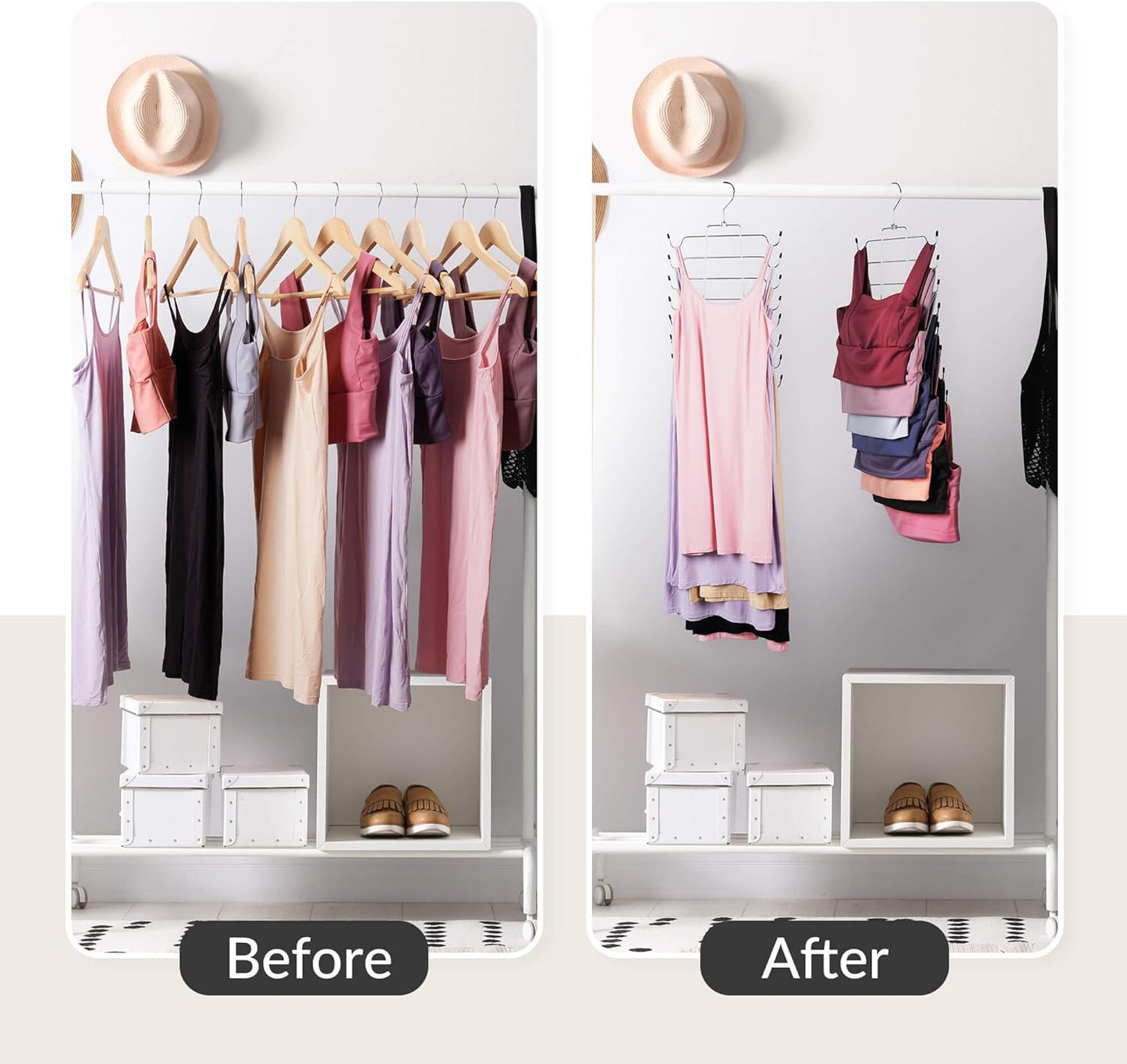 ZEDODIER 3 Pack Tank Top Hanger, Space Saving Bra Hangers, Non-Slip Hanging Sport Bras Holder, Closet Organizers and Storage for Camisoles Tank Tops Bras Ties Swimsuits Strappy Dress, Silver - NestledHome