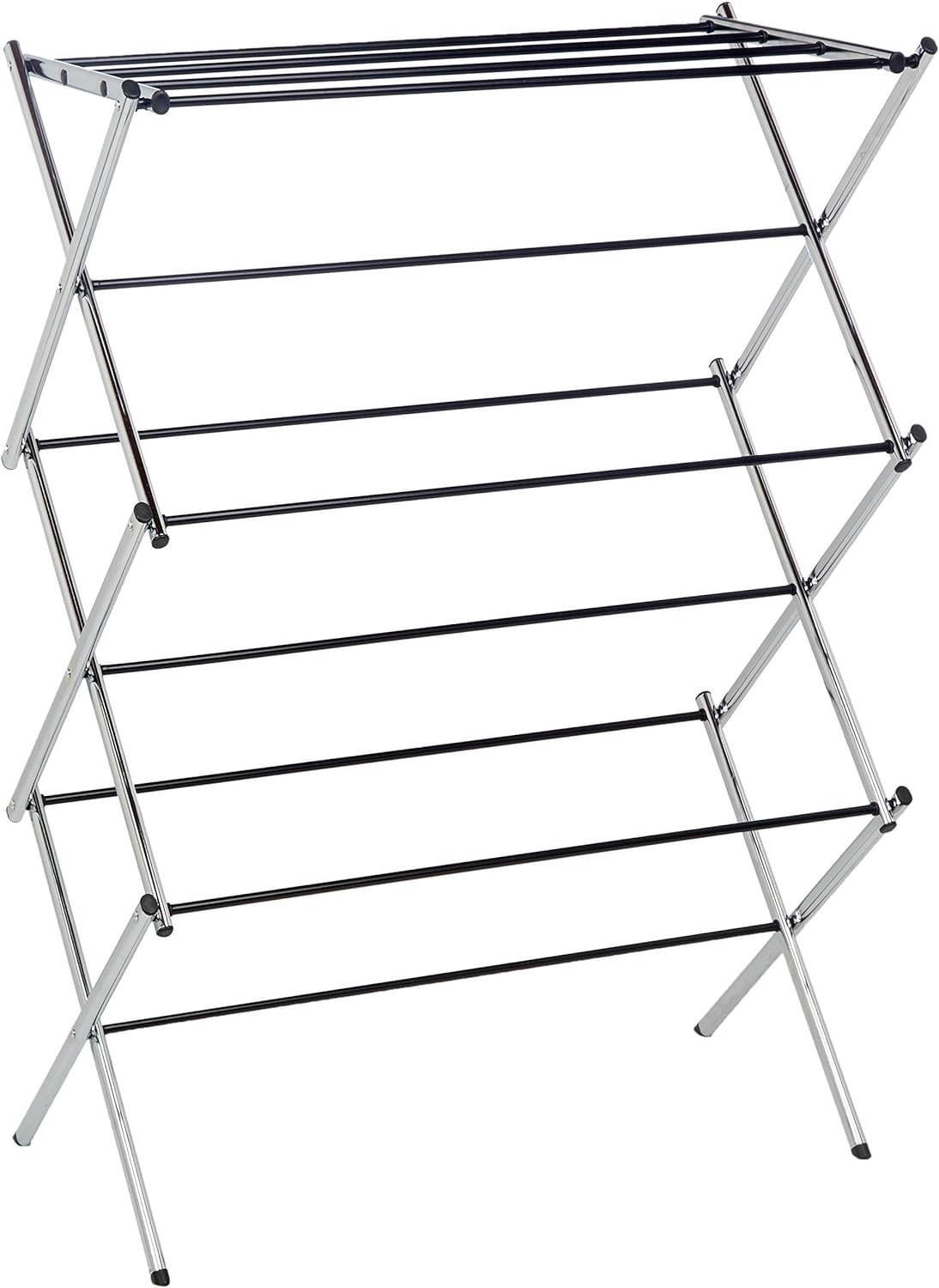 Amazon Basics Foldable Portable Laundry Drying Rack for Indoor Air Drying Clothing, 14.5 x 29.5 x 41.8 inches (LxWxH), Chrome Silver - NestledHome