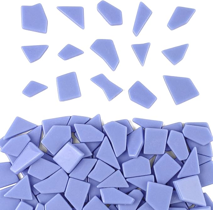 Youway Style Blue Glass Mosaic Tiles for Crafts Bulk,200g Broken Glass Pieces for DIY Spring Garden Mosaic Art Decor,Easter Decor