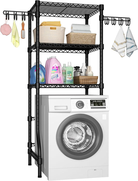 Ulif U8 Mini Laundry Room Storage Organizer, Over the Washer and Dryer Storage Shelves for Laundry Organization, 29.5”W x 17.3”D x 76.2”H, Suit Washing Machine Width within 27.1”, Hold 304 lb, Black - NestledHome