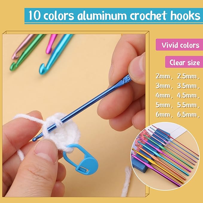IMZAY 110 Pcs Crochet Hooks Set, 0.6mm-6.5mm Crochet Hooks Kit with Storage Case, Crochet Needles, Ergonomic Knitting Needles Stitch Marker Knitting Accessories for Beginners, Rose