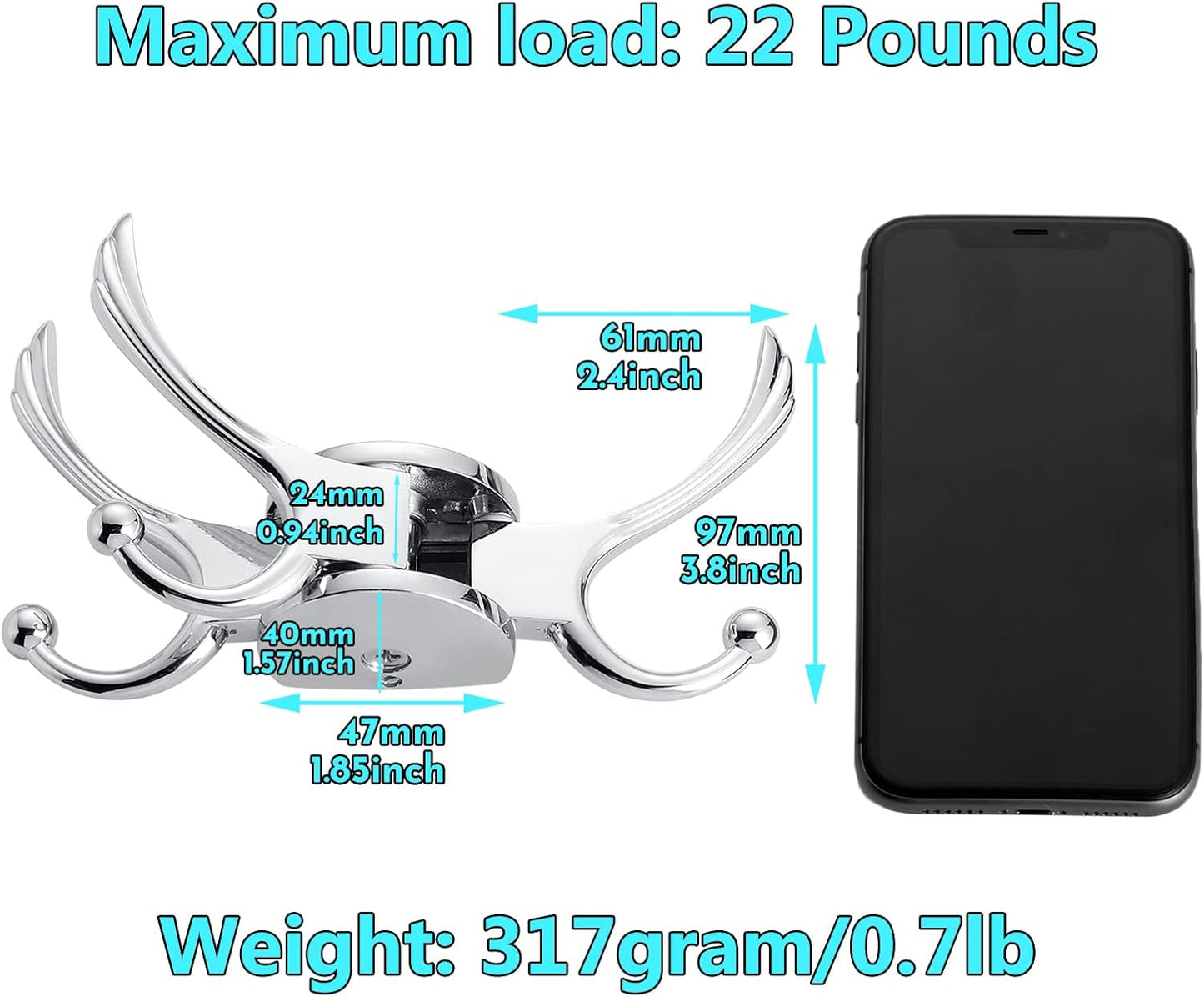 Heavy Duty Swivel Coat Hook Space Saving Towel Rope Hook Wall Mount Triple Swing Arms for RV Bathroom Kitchen Garage,Polished Chrome - NestledHome