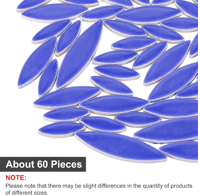 uxcell Ceramic Mosaic Tile, About 200g Teardrop Leaf Tile Mosaic Block for Handicrafts Artwork, Sapphire Blue