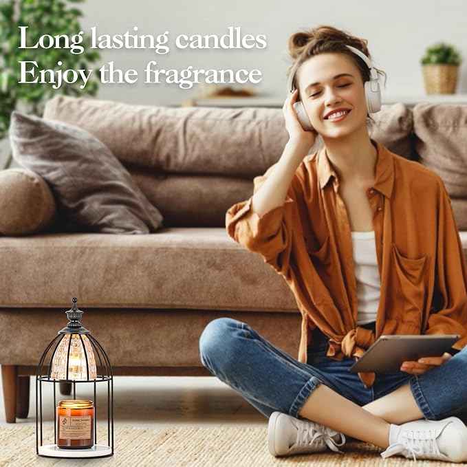 Candle Warmer Lamp for Top-Down Candle Melting, Vintage Aromatherapy Wax Melting lamp,Night Lamp (Black)