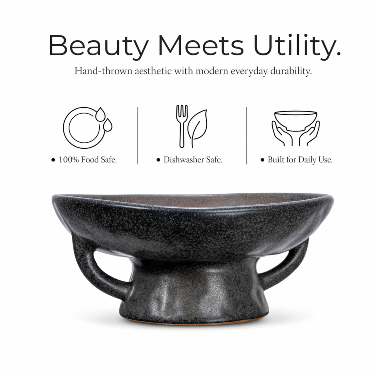 Stoneware Bowl with Handle and Base