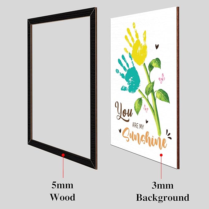 Personalized Handprint Wooden Sign You Are My Sunshine Frame with Paint, Handprint Kit, Custom Art Craft Family Keepsake, Mothers Day, Gifts for Baby Shower, New Parents, Grandparents, Nursery Decor