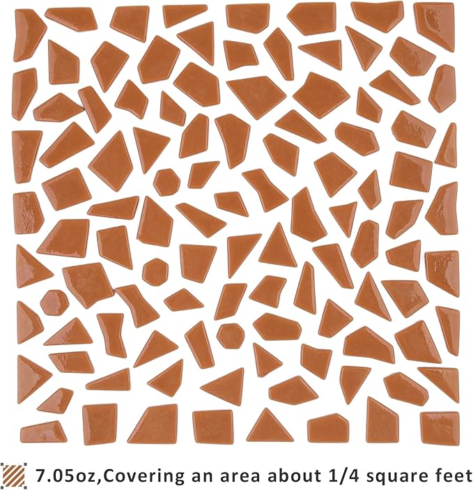 Youway Style Brown Glass Mosaic Tiles for Crafts Bulk,200g Broken Glass Pieces for Mosaic Art Crafts,Garden Mosaic Supplies