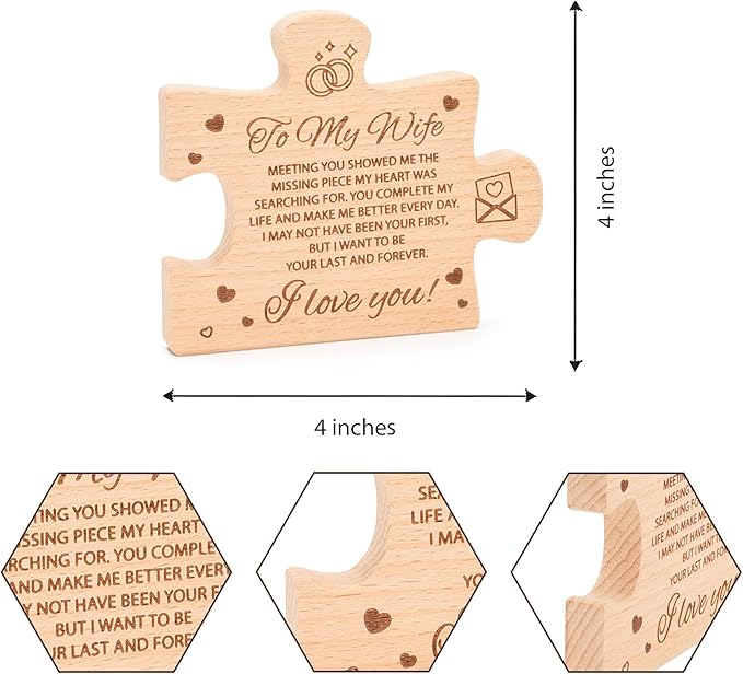 to My Wife Mothers Day Romantic Gifts for Wife from Husband - Wife Presents for Mothers Day Birthday Valentines Day Wedding Anniversary Family Christmas Decoration, Natural Wood Decor