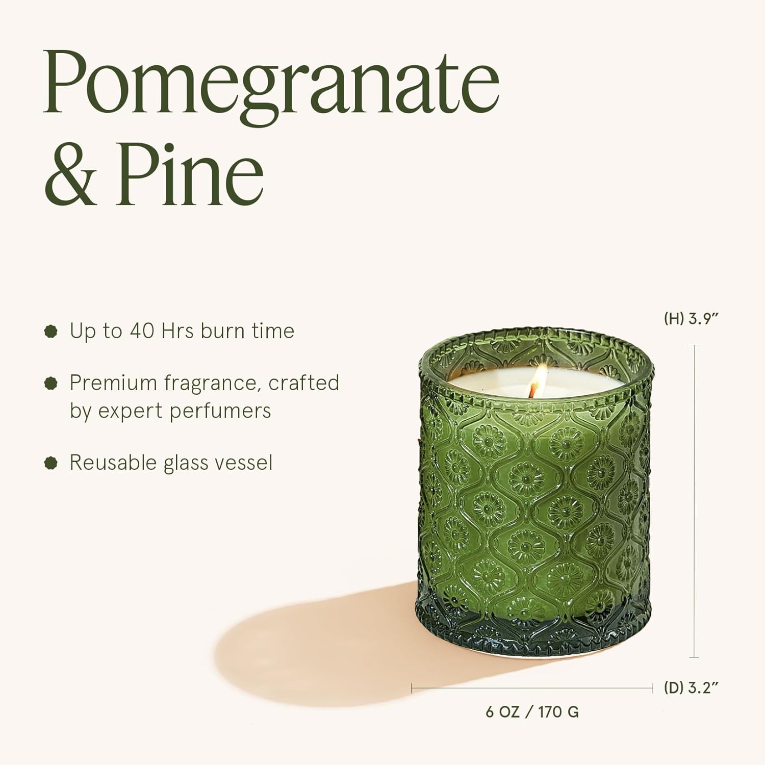 LA JOLIE MUSE Christmas Candles, Pine & Pomegranate Candle -Lemon, Pomegranate & Pine | 6 oz Natural Soy Wax | 40 Hours Clean Burn | Gift-Ready for Hosts, Gatherings | Elegant Home Décor - NestledHome