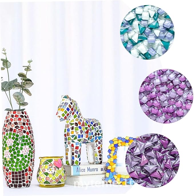 Totority DIY Mosaic Supplies Crystal Glass for Home Decor Easy to Apply Frames Tables and Stepping Stones for Creative Projects