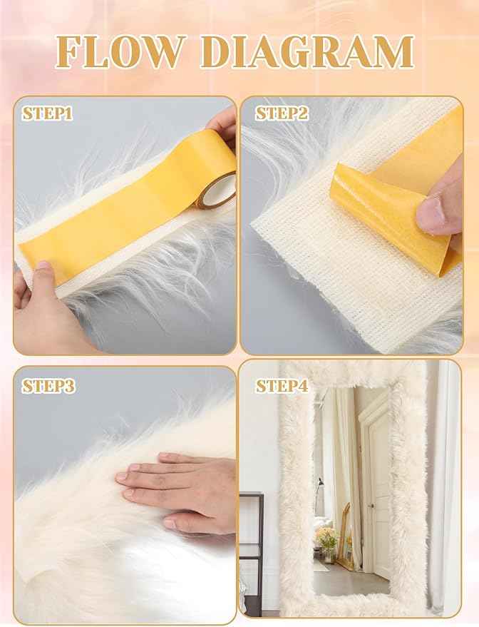 Geelin Full Length Mirror Cover 59 x 16 Inch Universal Ultra Soft Non Slip Design Fluffy Length Standing Mirrors Cover Decoration for Bedroom Cloakroom Women Gifts (Cream White)