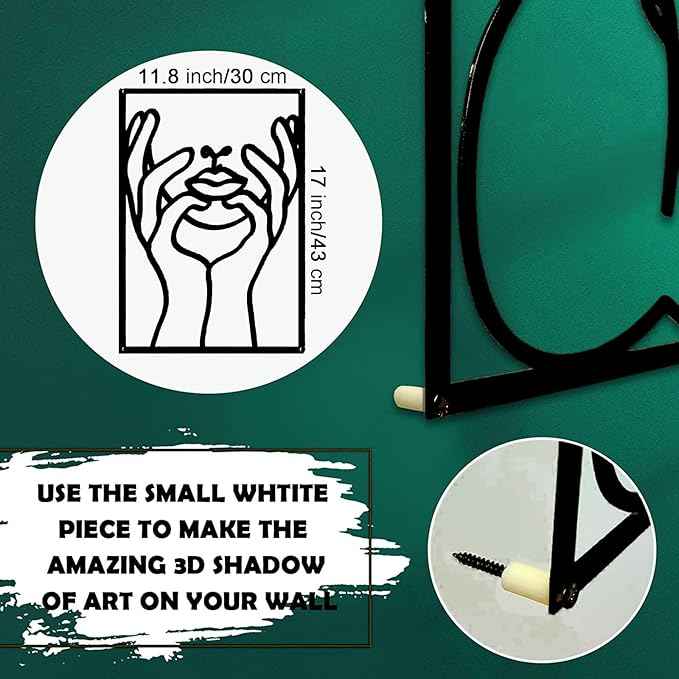 Glamativity 4 Pack Black Wall Art Décor, Minimalist Décor Single Line Art Wall Décor, Real Metal Wall Art, Woman's Body Shape Abstract Wall Art, for Kitchen Bedroom Living Room