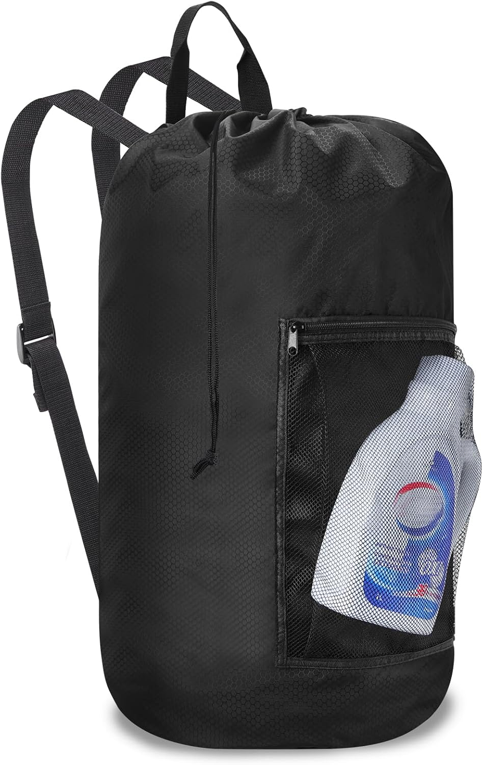 Femuar Laundry Bag Backpack Durable Laundry Bag with Shoulder Straps and Mesh Pockets Portable Laundry Dirty Clothes Hamper Bag for College Dorm (Black) - NestledHome