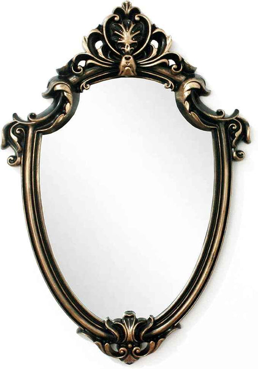Eaoundm 16.5 x 11.5inch Vintage Mirror Antique Mirror Shield Shape Plastic Frame (Vintage Gold)