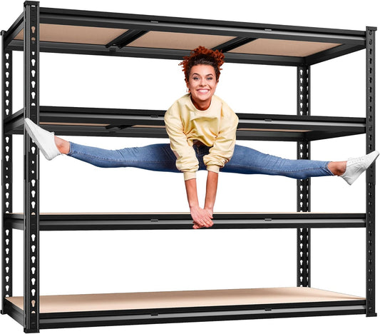 REIBII 48" W Garage Shelving Heavy Duty, 2000LBS Storage Shelves, 4 Tier Adjustable Metal Shelves for Garage Shelving Sturdy Industrial Shelf, Easy Assemble, 48" W x 60" H x 18" D - NestledHome