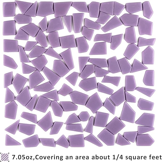 Youway Style Purple Glass Mosaic Tiles for Crafts Bulk,200g Broken Glass Pieces for DIY Mosaic Art Decor,Garden Mosaic Supplies
