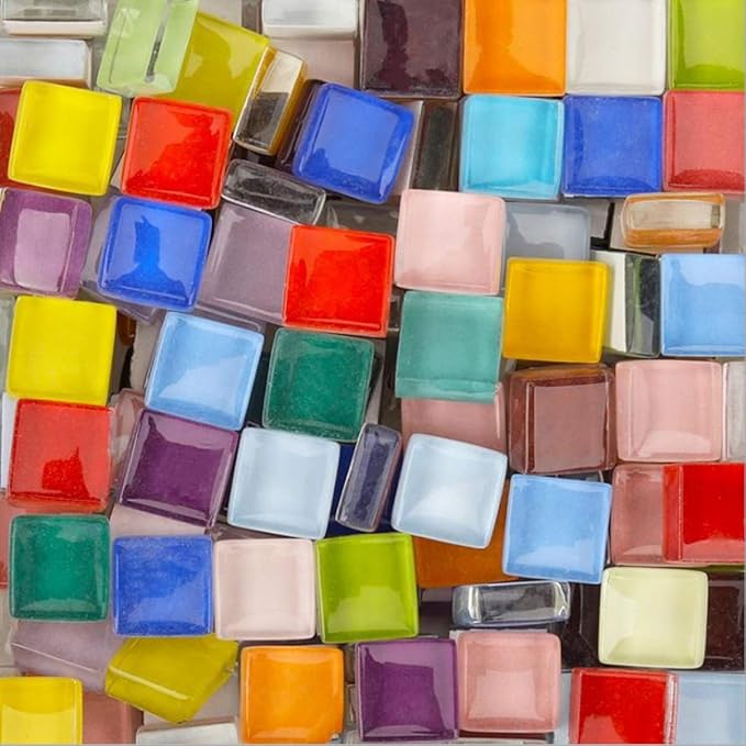 BestTeam Craft Material Mosaic Tile, Micro Glass Tiny Mini Mosaic Tile DIY Hobbies Children Handmade Crystal Free Stone Craft Material Creativity 300g (Mix Color)