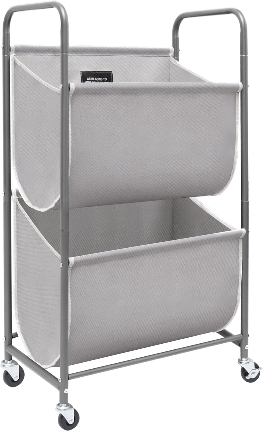 STORAGE MANIAC 80 Liters Vertical Rolling Laundry Hamper, 2 Section Laundry Sorter with Wheels and 2 Breaks, 2-tier Laundry Baskets for Small Space, Dorm, Laundry Room, Closet, Bathroom, Gray 2-tier - NestledHome
