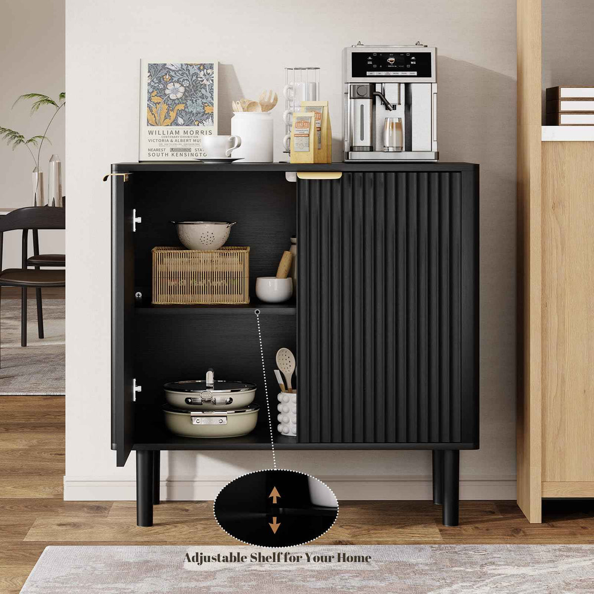 Sideboard Buffet Cabinet with Storage 31.5" Black