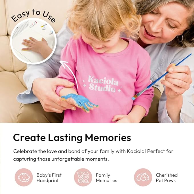 Kaciola Family Handprint Kit, DIY Newborn Keepsake Frame, Baby Hand and Footprint Kit, Unique New Baby Gift for Mothers Day Crafts Anniversary (Black)