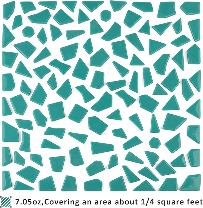 Youway Style Teal Glass Mosaic Tiles for Crafts Bulk,200g Broken Mosaic Glass Pieces for DIY Spring Mosaic Art Decor,Garden Mosaic Supplies