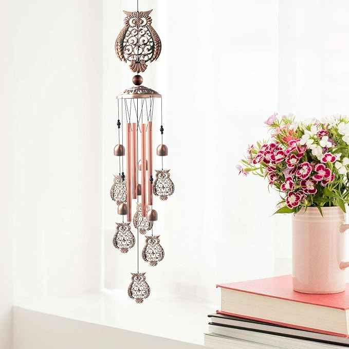 Owls Wind Chimes Outdoor, for Women,Owl Birthday Gifts for Men/Mom/Grandma Metal WindChimes Outside/Indoors, Lawn, Patio, Garden Decor, Yard Decorations