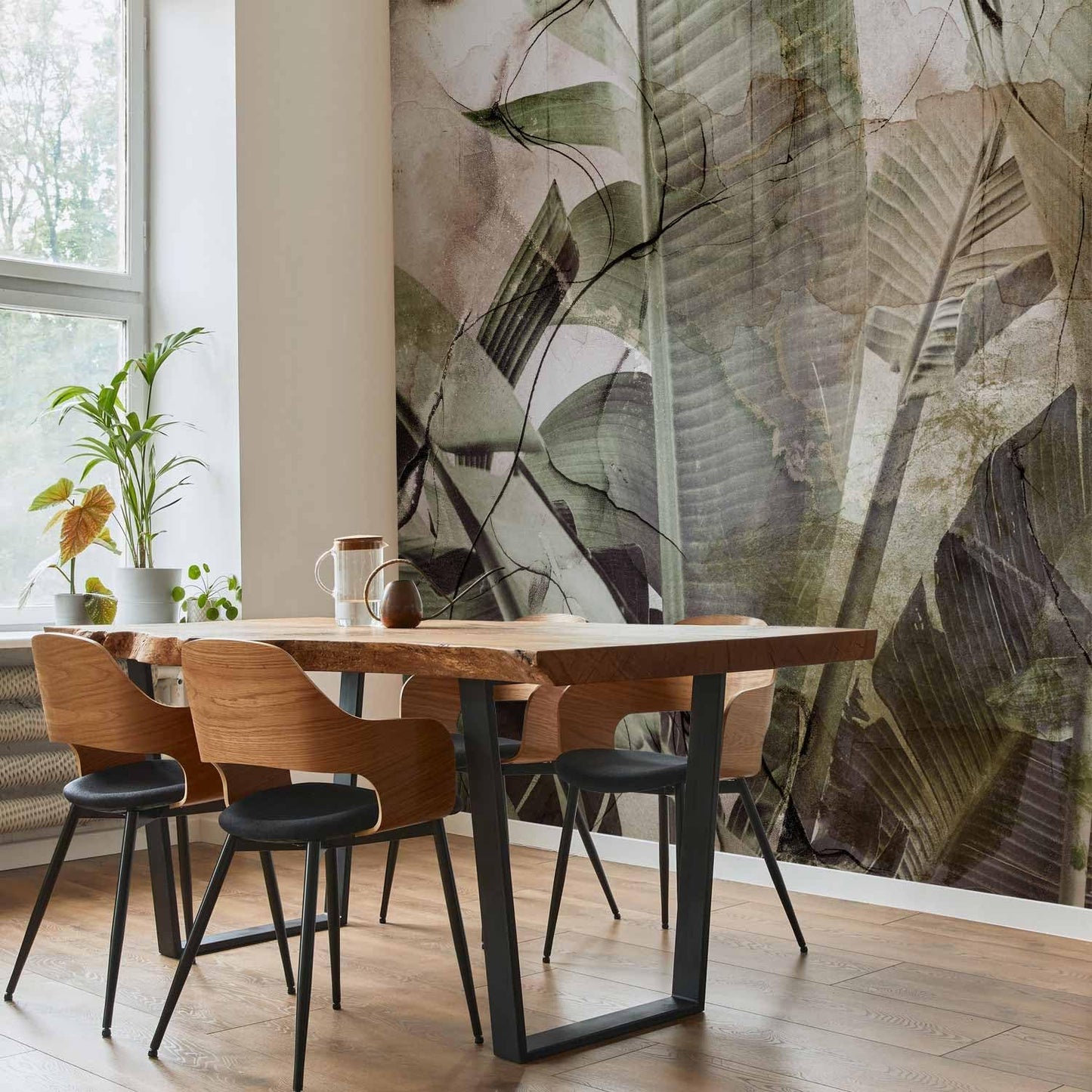 artgeist Wall Mural Tropical Leaves 118x83 in - XXL Non-Woven Wallpaper Fleece Wall Decor Photo Print Picture Image Design Plant Jungle Nature Like Painted b-C-0776-a-a
