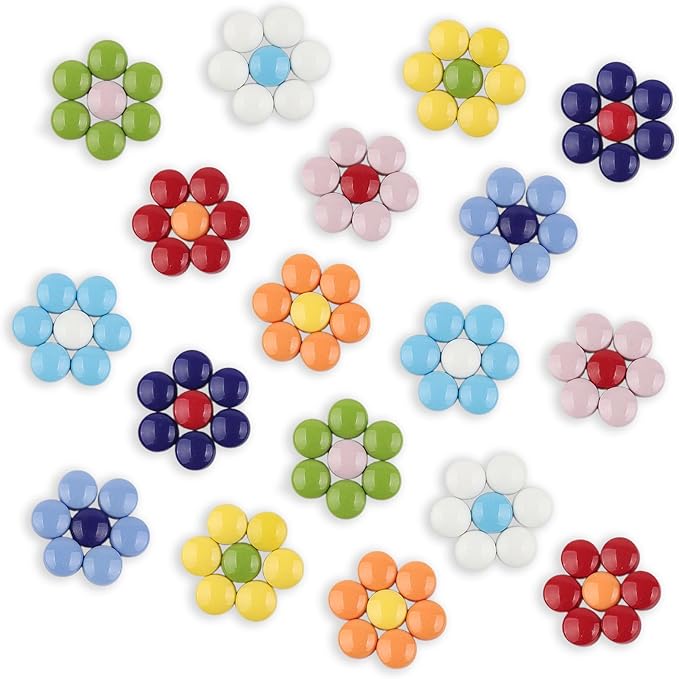 Artspac Round Glass Mosaic Tiles for Crafts Bulk, 200g Mosaic Glass Pieces,Stained Mosaic Craft Supplies for Garden Christmas Ornaments,Mosaic DIY Art Kit