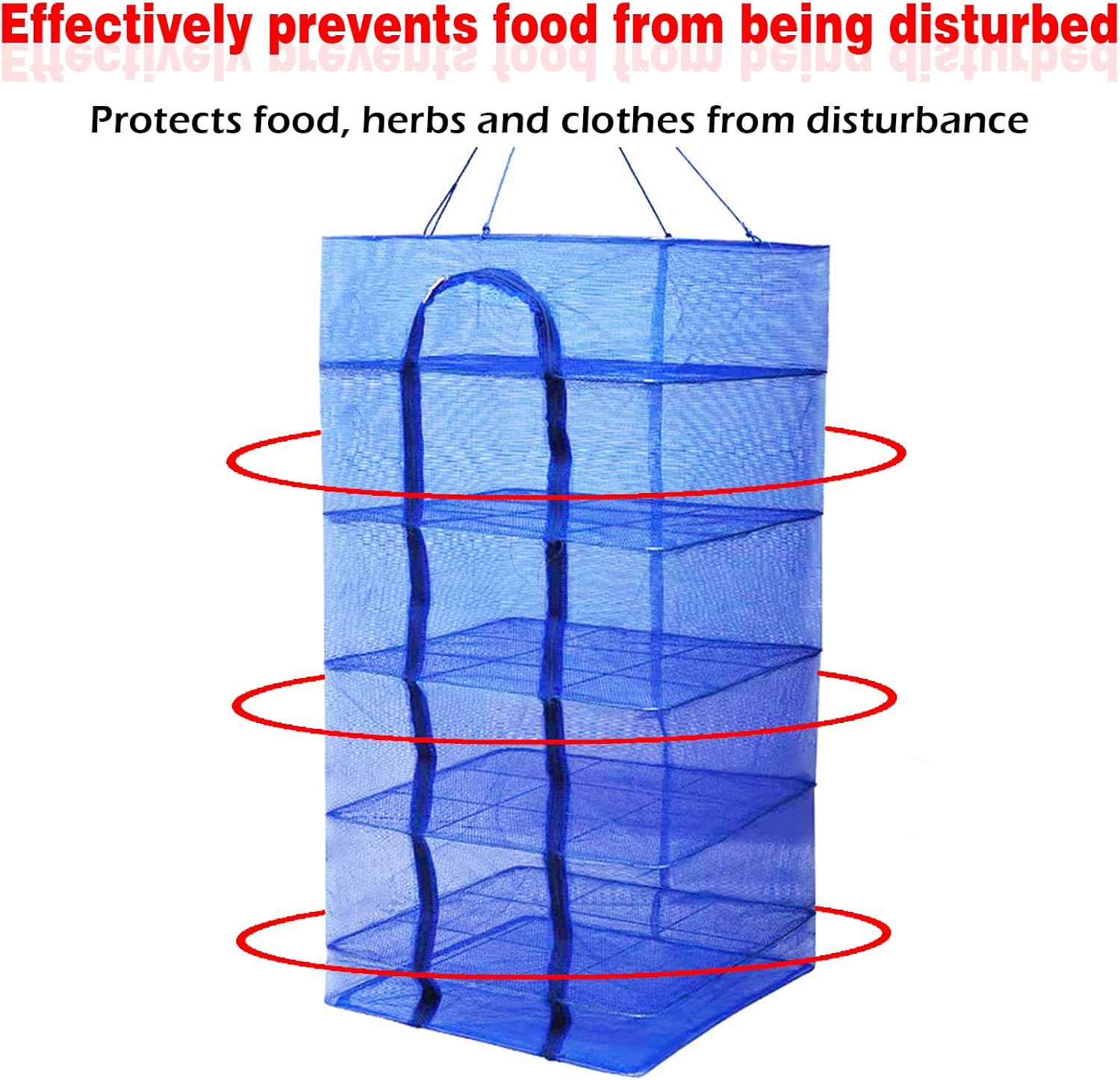 Drying Rack 6 Layers Folding Fish Mesh, Foldable Nylon Netting, Hanging Drying Fish Net, for Shrimp Fish Fruit Vegetables Herb, with Zipper Opening-Blue (37.4X19.6X19.6 in)… - NestledHome