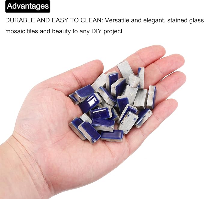 MECCANIXITY 200g Ceramic Mosaic Tiles for Crafts Bulk, Rectangle Dark Blue Ceramic Tiles for Mosaic Kits Garden Stepping Stone Cup Mat
