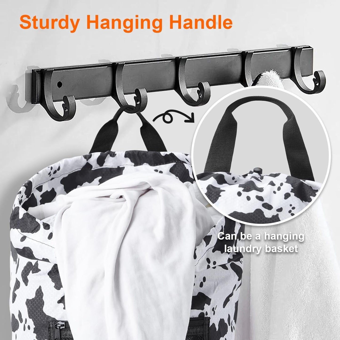 Femuar Laundry Bag Backpack Durable Laundry Bag with Shoulder Straps and Mesh Pockets Portable Laundry Dirty Clothes Hamper Bag for College Dorm (Cow Print) - NestledHome