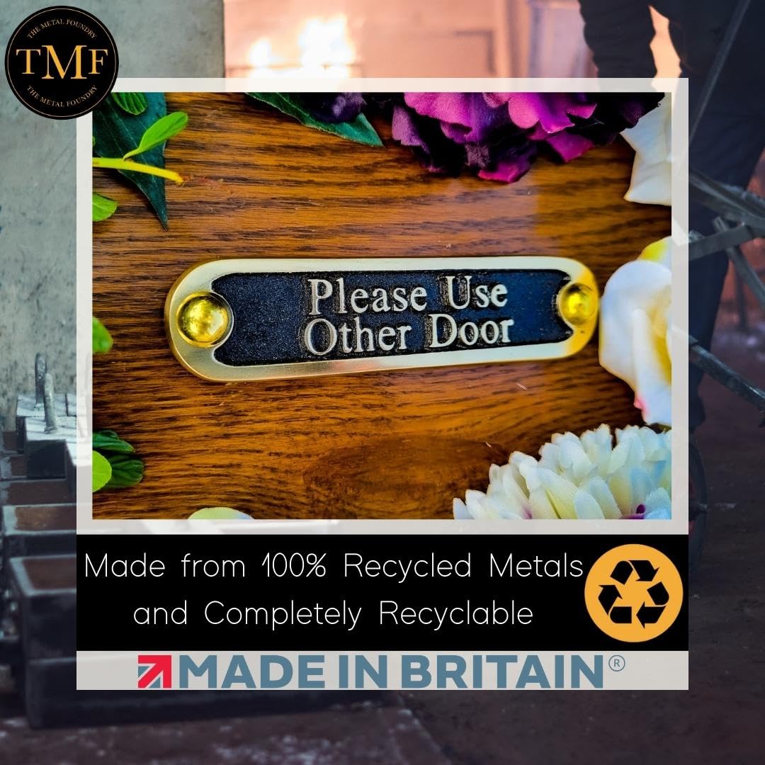Please Use Other Door Brass Door Sign. Traditional Style Home Décor Wall Plaque Handmade By The Metal Foundry UK