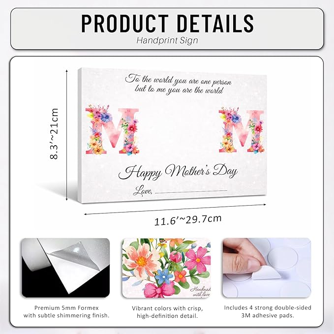 Mothers Day Crafts For Kids, Toddlers - First Mothers Day Gifts For Mom From Kids Arts And Crafts - Hand Frint Craft & Art Activity - DIY Handprint Gifts For Grandparents, Mom From Kid, Son, Daughter