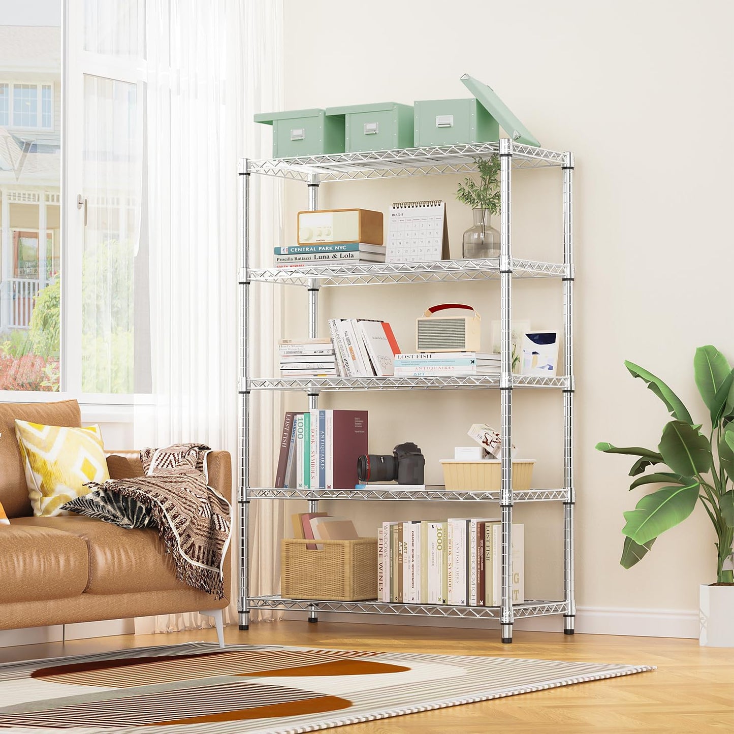 1750 LBS Storage Shelves 5-Tier Utility Shelving Unit Steel Organizer Wire Rack for Home,Kitchen,Office,Garage, Capacity 17.7" D x 47.2" W x 72.3" H - NestledHome