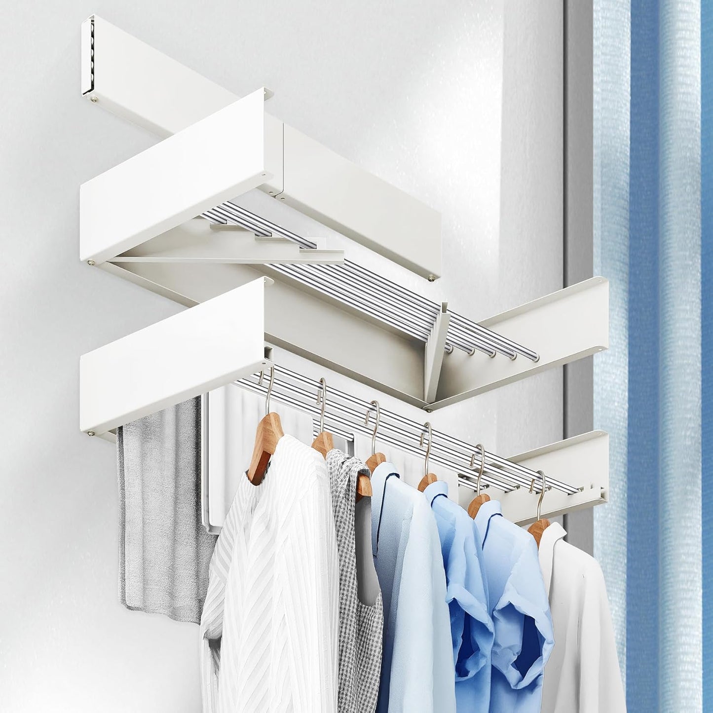 Drying Rack Clothing,Clothes Drying Rack Wall Mounted,Collapsible Hanging Racks for Laundry,Laundry Drying Rack,Wall Mounted Clothes Rack(31.5"-White) (White, 31.5 Inch) - NestledHome