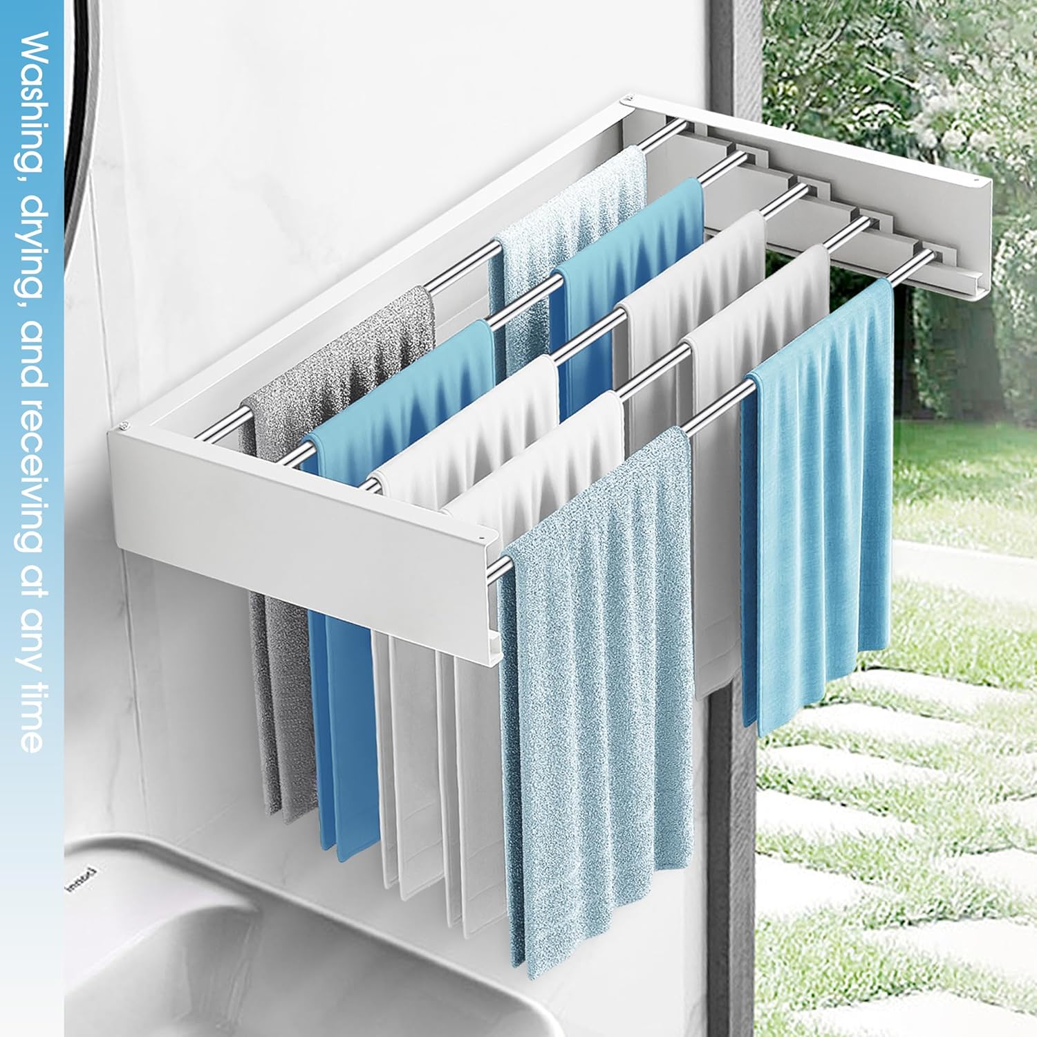 Drying Rack Clothing,Clothes Drying Rack Wall Mounted,Collapsible Hanging Racks for Laundry,Laundry Drying Rack,Wall Mounted Clothes Rack(31.5"-White) (White, 31.5 Inch) - NestledHome