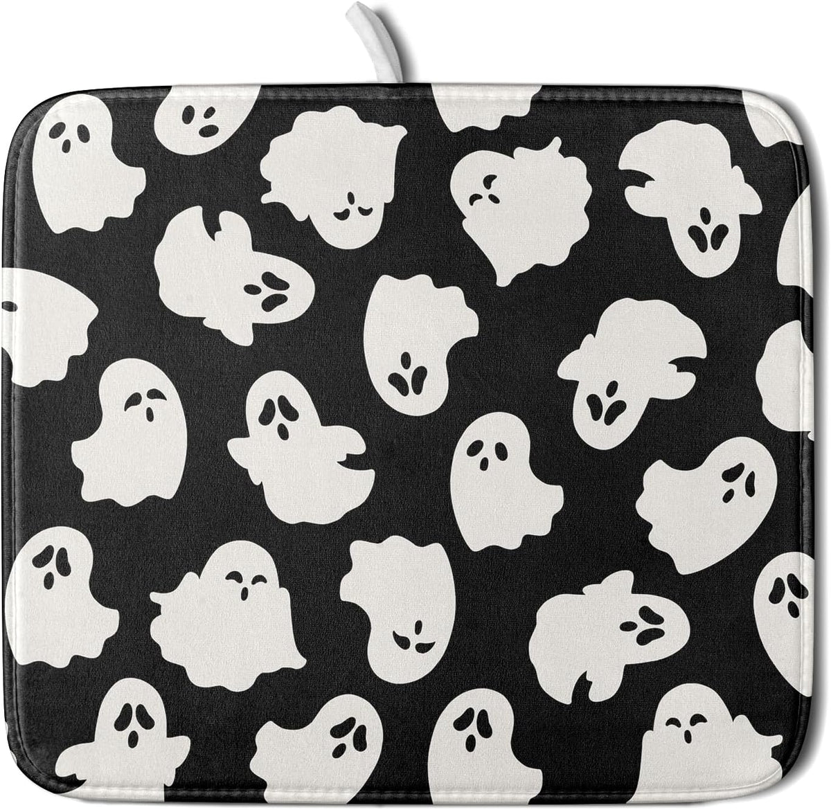 Halloween Dish Drying Mat for Kitchen Counter Cute Ghost Holiday Super Absorbent Reversible Microfiber Kitchen Countertop Protector Dishes Pad Small 16x18 inch