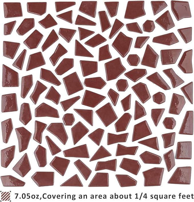 Youway Style Brown Glass Mosaic Tiles for Crafts Bulk,200g Broken Glass Pieces for Spring Mosaic Art Crafts,Garden Mosaic Supplies