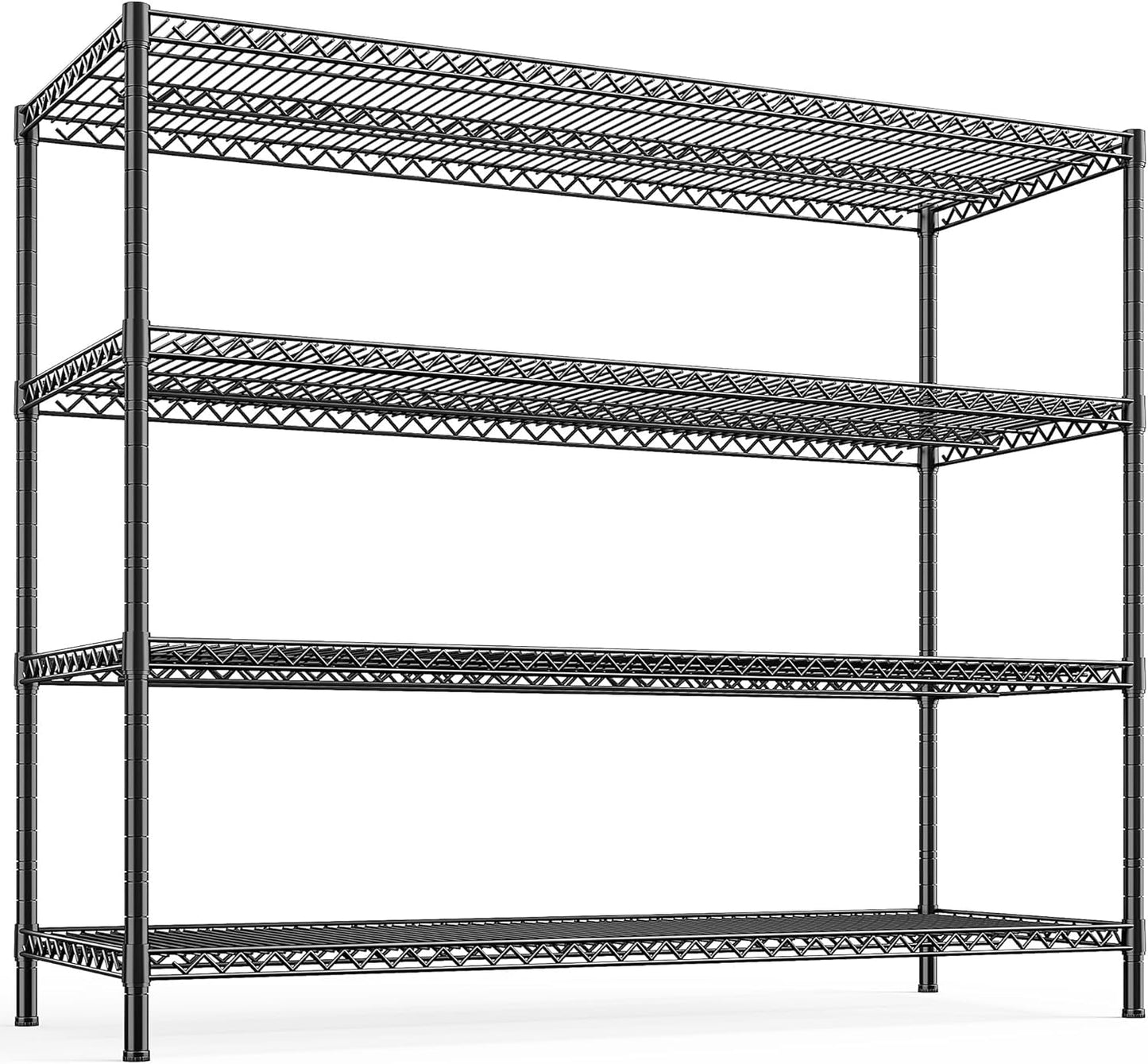 REIBII 2560LBS Storage Shelves 55.5"W Metal Shelving Unit 4 Tier Wire Shelving Commercial Adjustable Garage Shelving Heavy Duty for Storage Rack for Pantry, Garage, Kitchen, 55.5"W x 18"D x 55.5"H - NestledHome