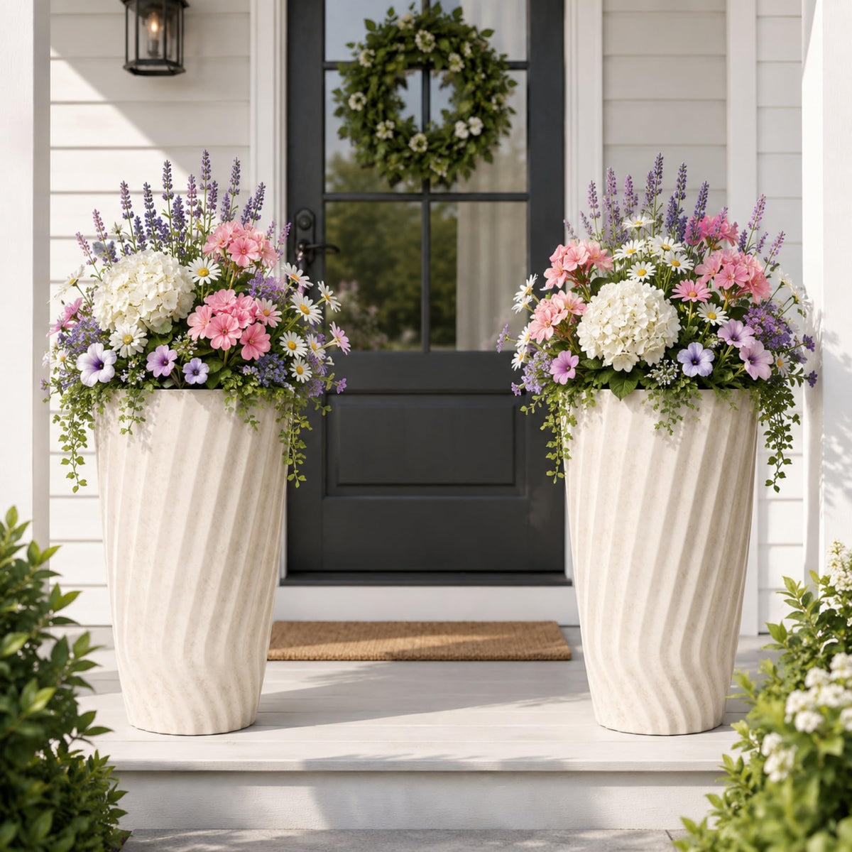 24" Resin Tall Outdoor Planters (2 Count)