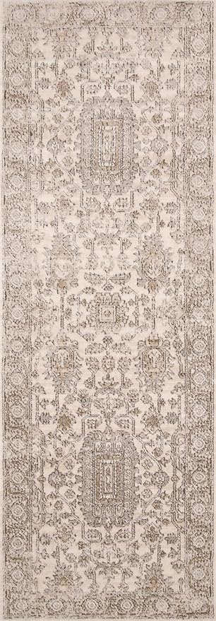 Loloi Teagan Collection TEA-03 Ivory/Sand 7'-11" x 10'-6" Area Rug, Large, Soft Neutral Rug, High-Traffic for Living Room, Bedroom, Home Office, Dining Area