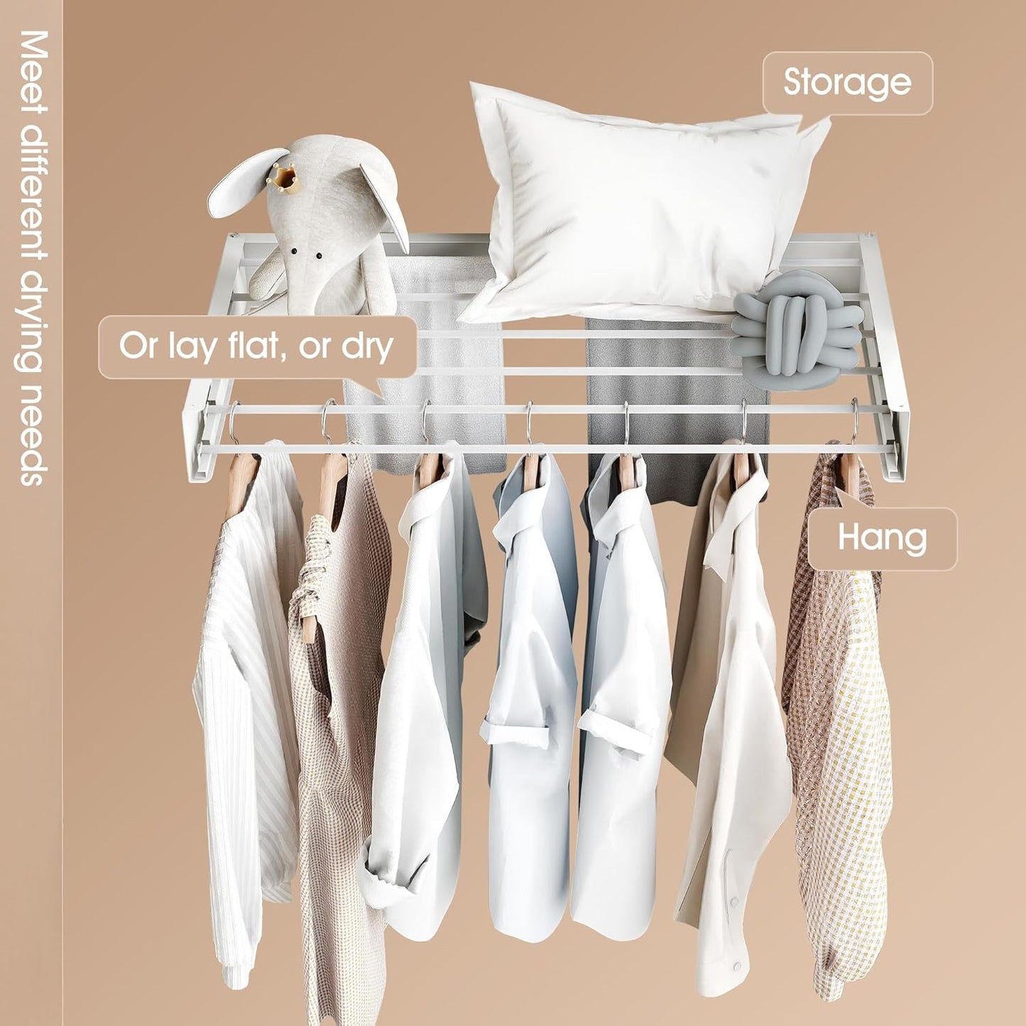 Wall Mounted Drying Rack,Drying Rack Clothing,Collapsible Hanging Racks for Laundry(35.5"-White) - NestledHome