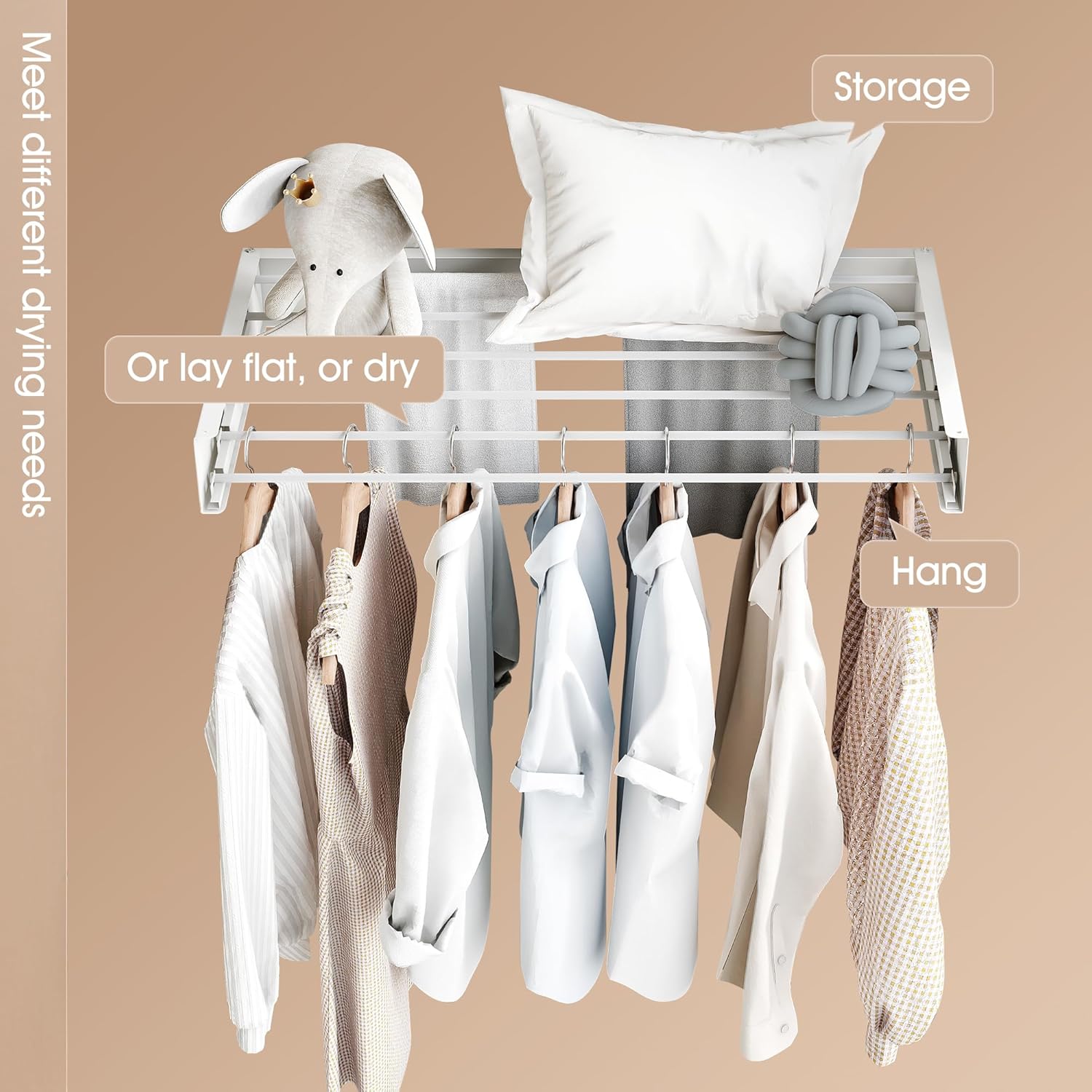 Wall Mounted Drying Rack,Drying Rack Clothing,Collapsible Hanging Racks for Laundry(35.5"-White) - NestledHome