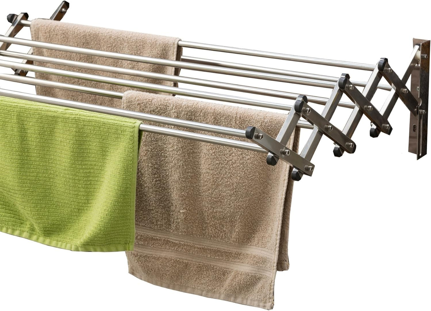 AERO W Racks Stainless Steel Wall Mounted Collapsible Laundry Clothes Drying Rack 60 Pound Capacity 22.5 Linear Ft - NestledHome