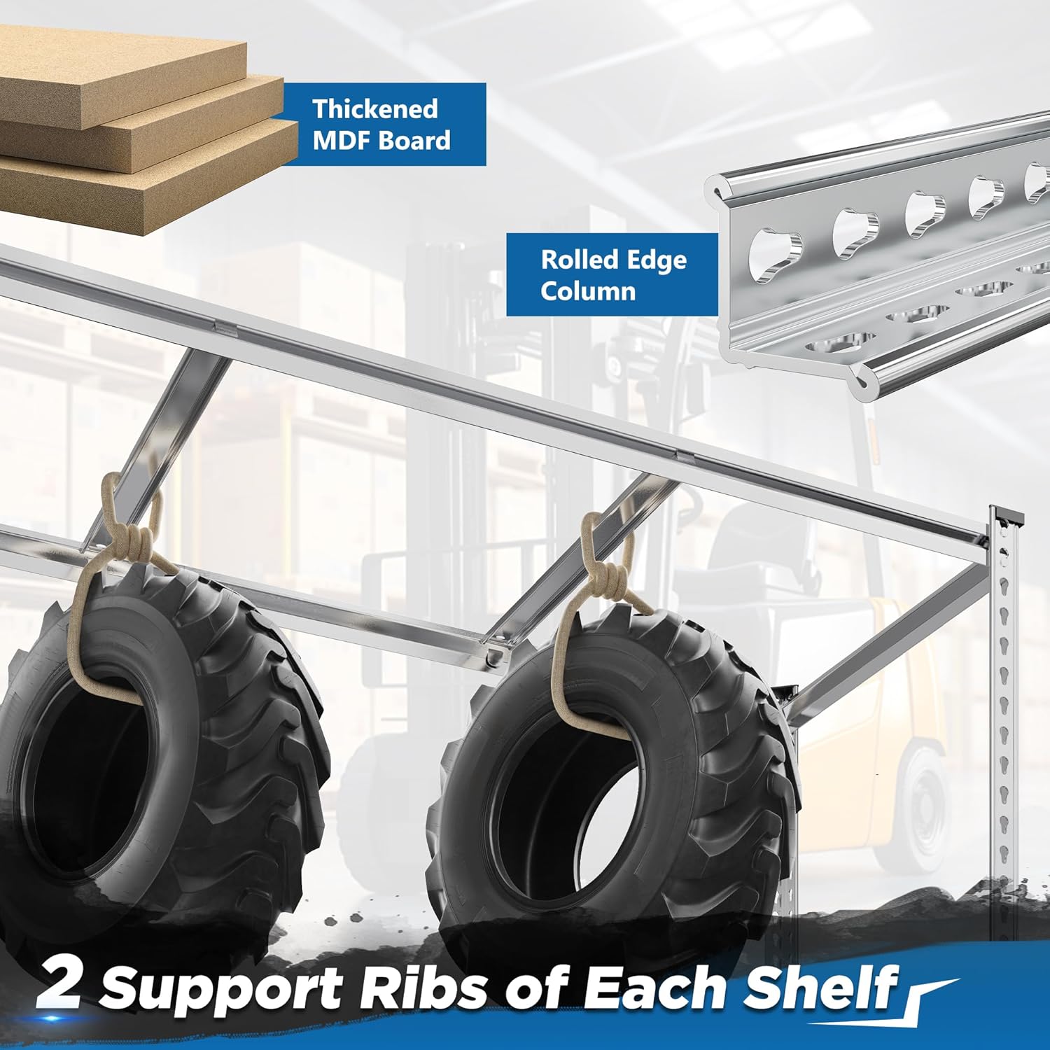 REIBII Garage Shelving, 4 Tier Storage Shelves Load 2550LBS, Adjustable Garage Shelving Heavy Duty, Metal Shelves Unit for Basement, Warehouse, 48" W x 60 "H x 24" D, Galvanized - NestledHome