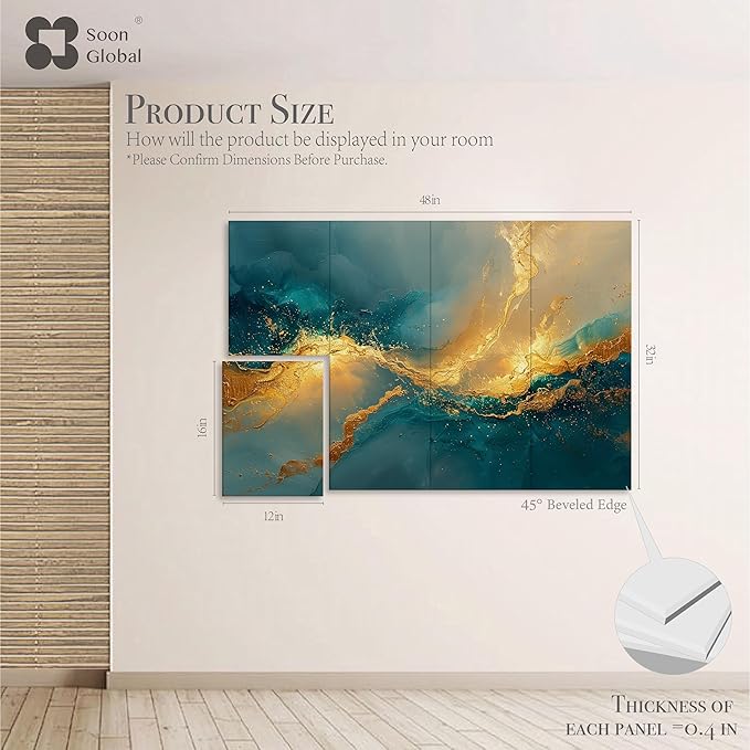 Acoustical Wall Panels, 48 X 32 Inches Art Acoustic Panels, Decorative Acoustic Panels, Acoustic Wall Panels, Sound Absorbing Wall Art, Oceanic Gleam