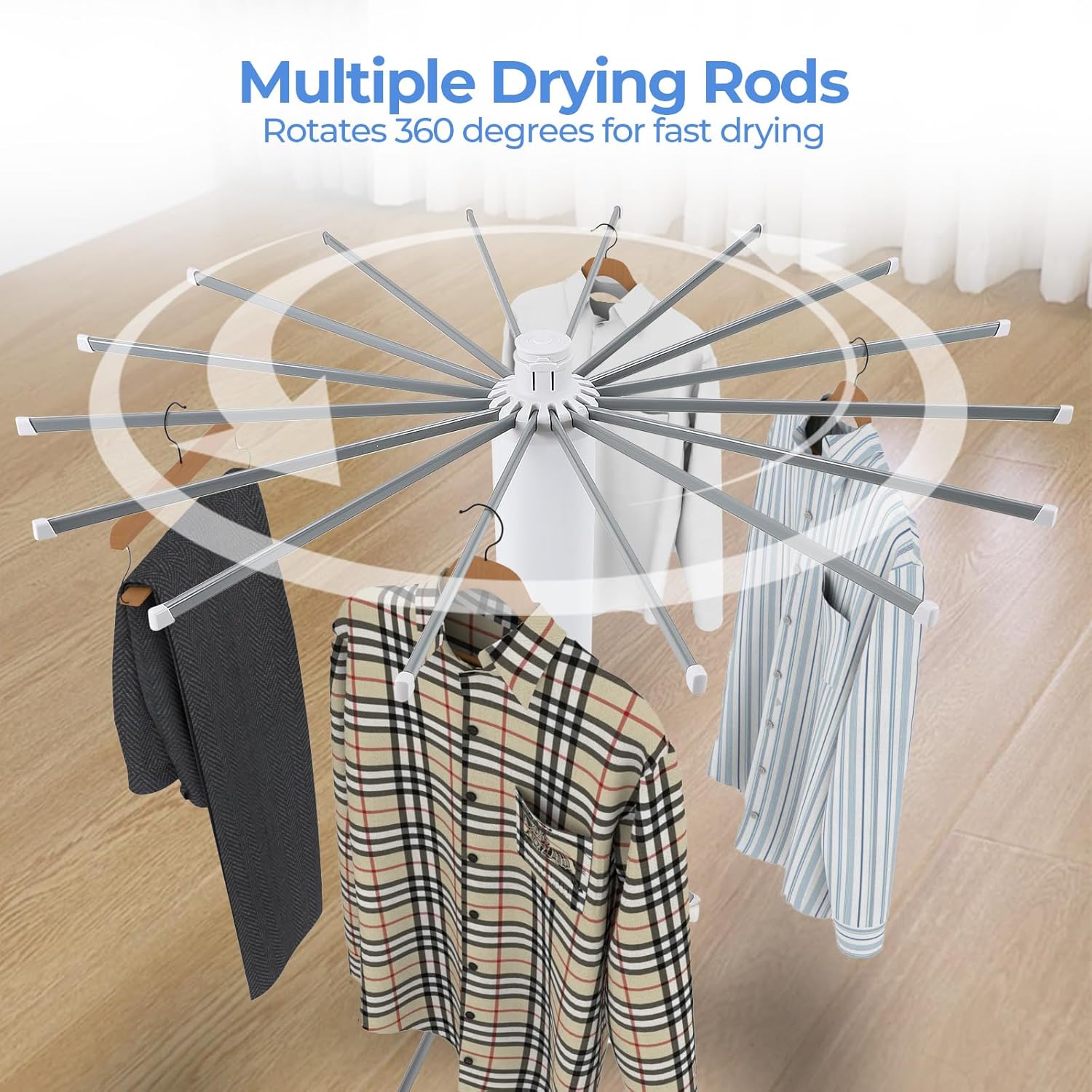 3 Tier Portable Clothes Drying Rackwith 4 Pulleys,Indoor and Outdoor Collapsible Rack Clothing with Shoe Drying Rack for Space Saving - NestledHome